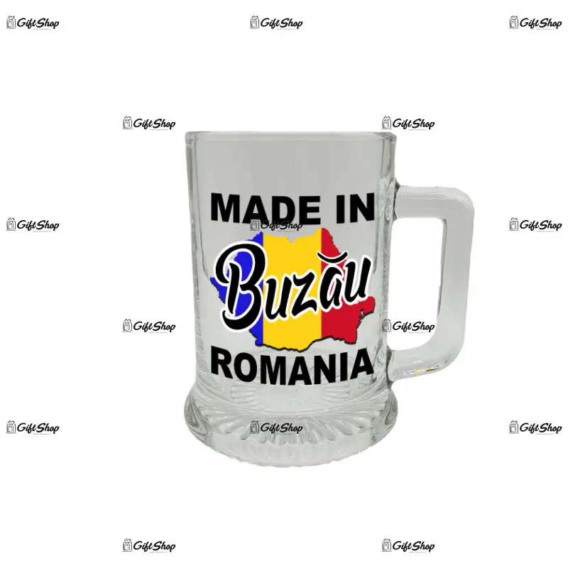 Made in buzau romania, halba cu mesaj